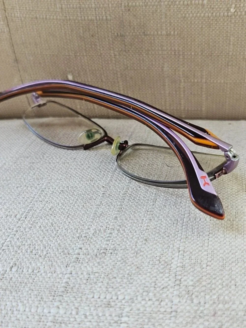 Morel France Women Eyeglasses Frame Brown/Orange/Lilac Tone Half Rim Glasses